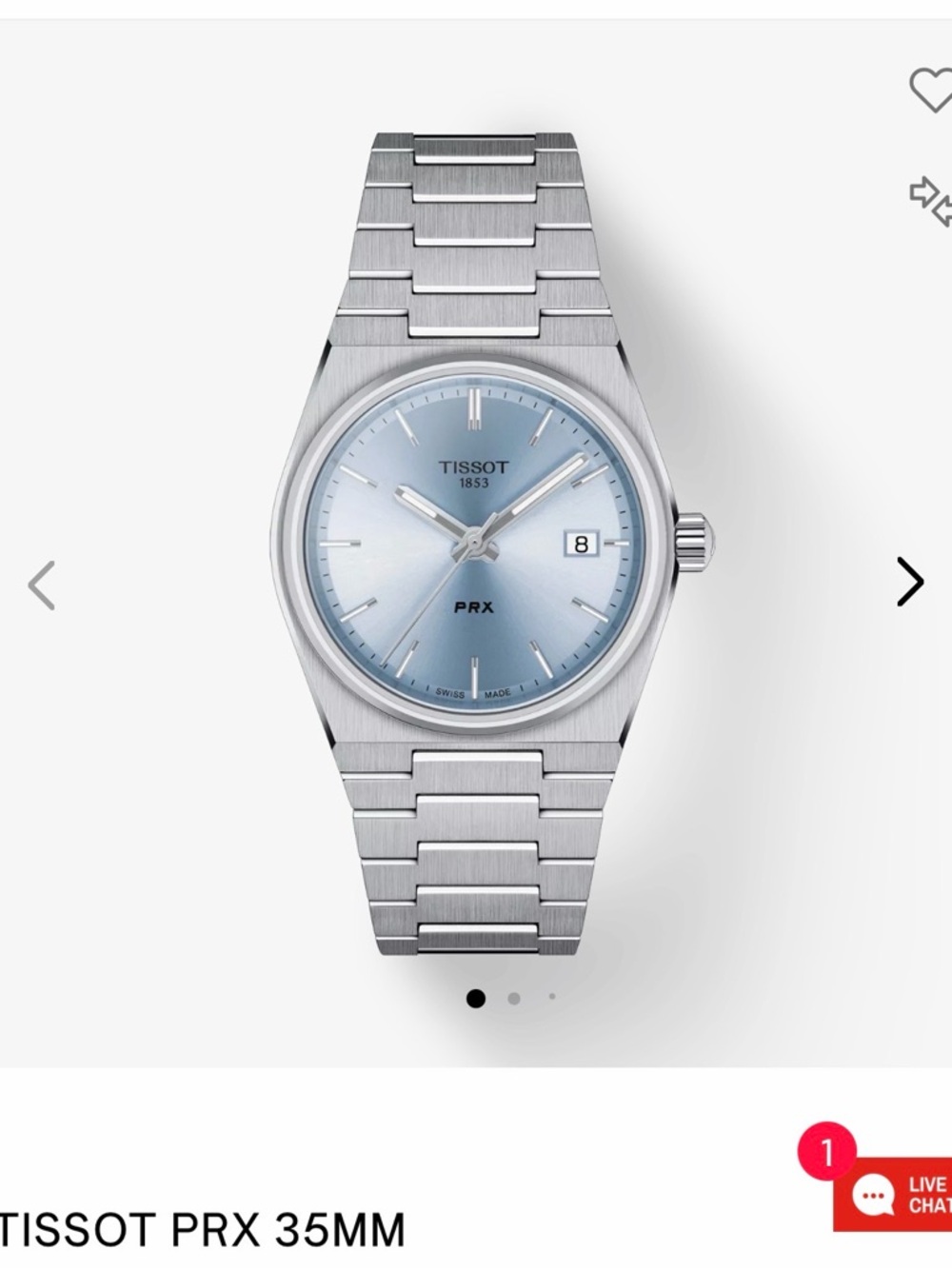 Tissot Steel Bracelet Watch with Light Blue Dial